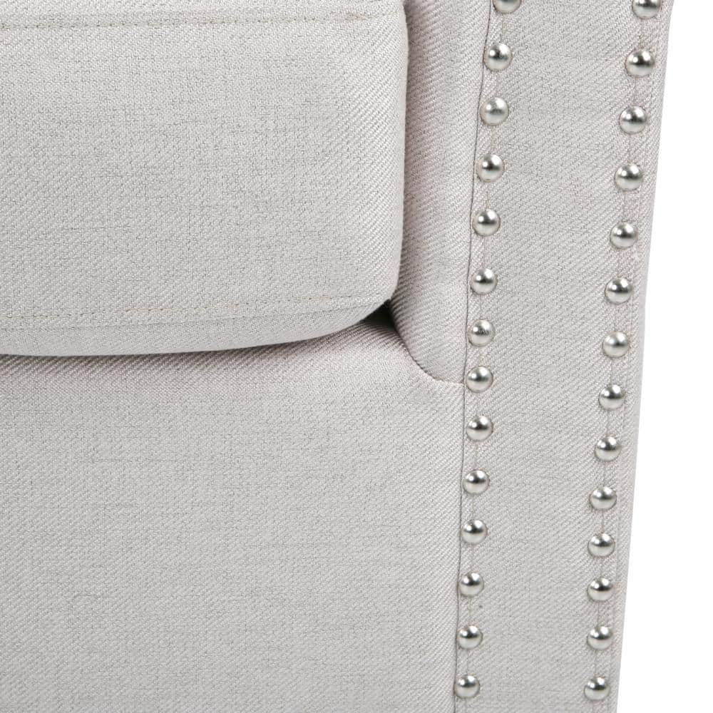 Wheat and Black Swivel Barrel Accent Chair with Nailhead Trim
