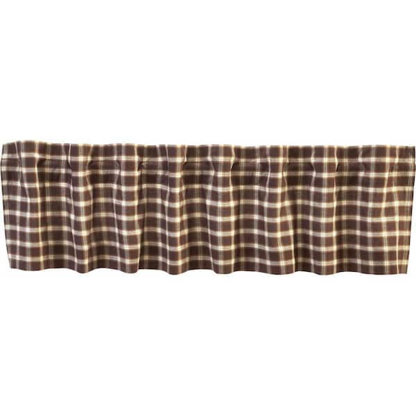 VHC BRANDS Rory 72in. W x 16in. L Cotton Straight Edge Rod Pocket Rustic Kitchen Curtain Valance in Brown