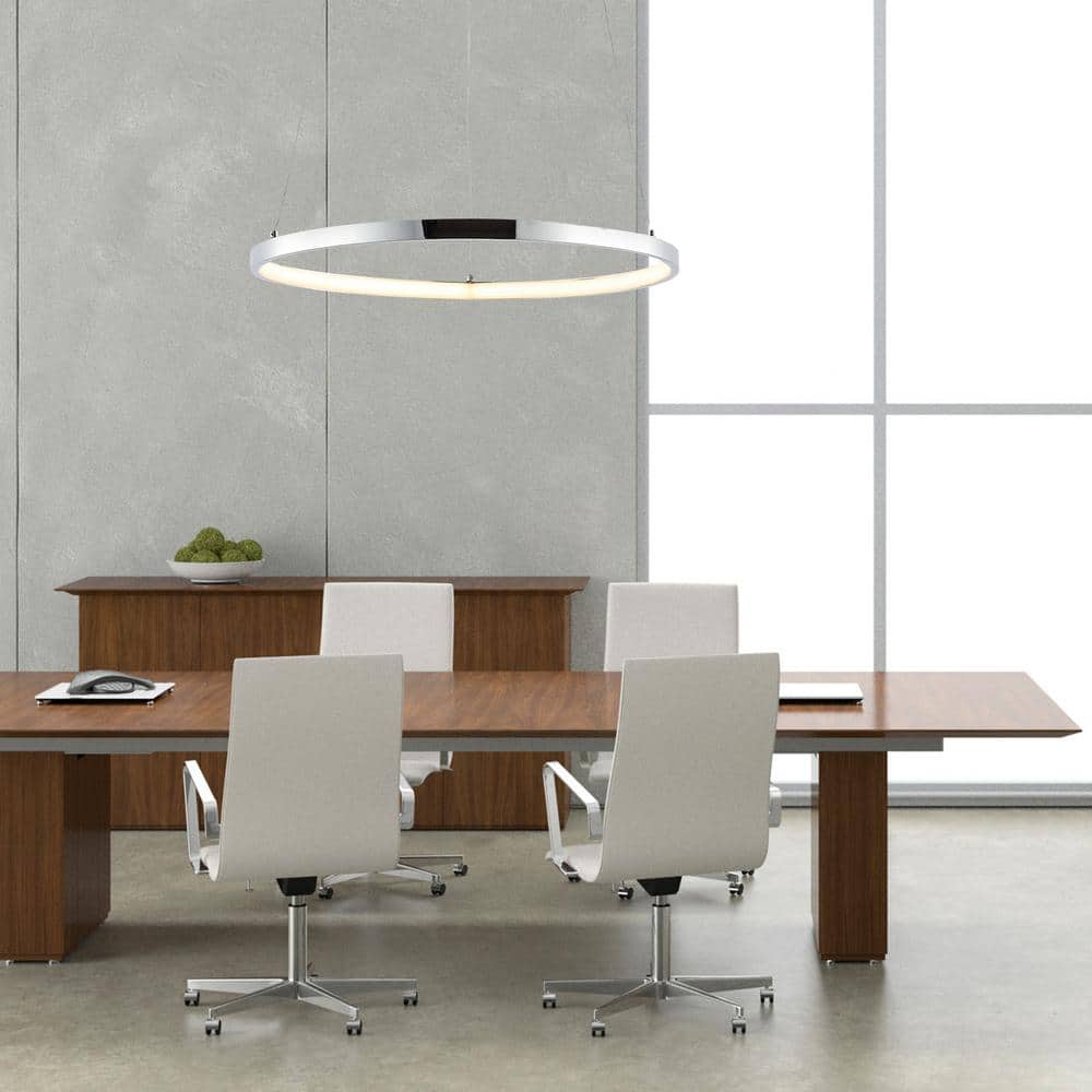 Bradley 15.75" Chrome Modern LED Round Pendant Light