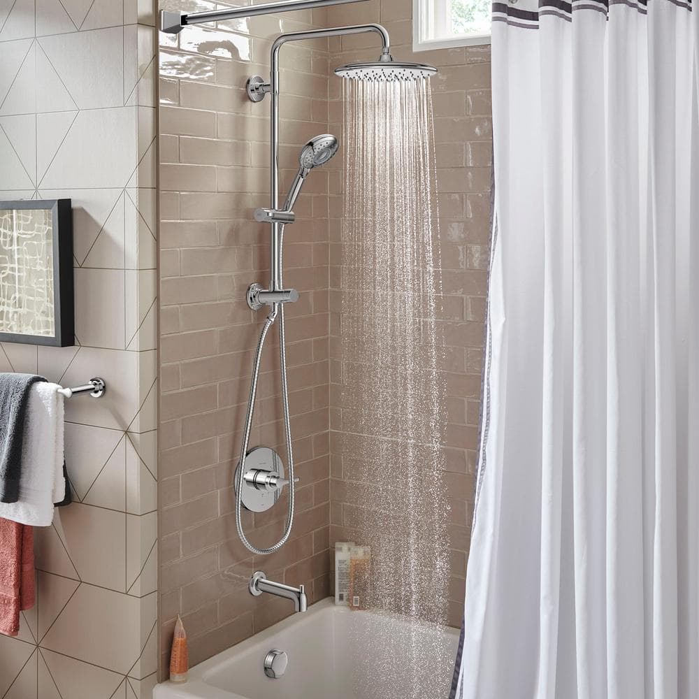 Polished Chrome Dual Shower System with Rain Showerhead