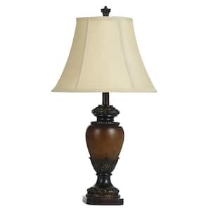 28.5 in. Brown Table Lamp with Taupe Fabric Shade