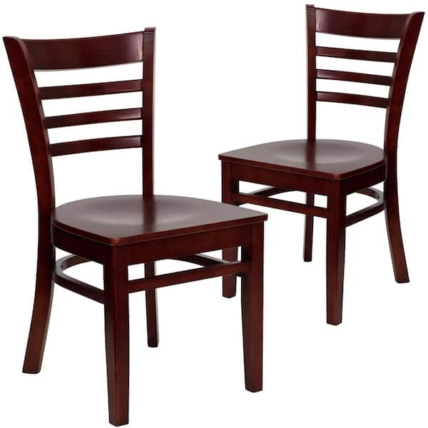 Carnegy Avenue Mahogany Wood Seat/Mahogany Wood Frame Restaurant Chairs (Set of 2)