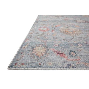 Elysium Denim/Multi 3 ft. x 3 ft. Round Printed Vintage Botanical Area Rug