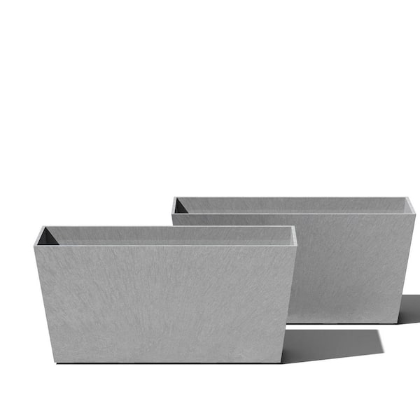 Large Gray Plastic Indoor/Outdoor Planter (31 in. W x 15.25 in. H) 2-Pack