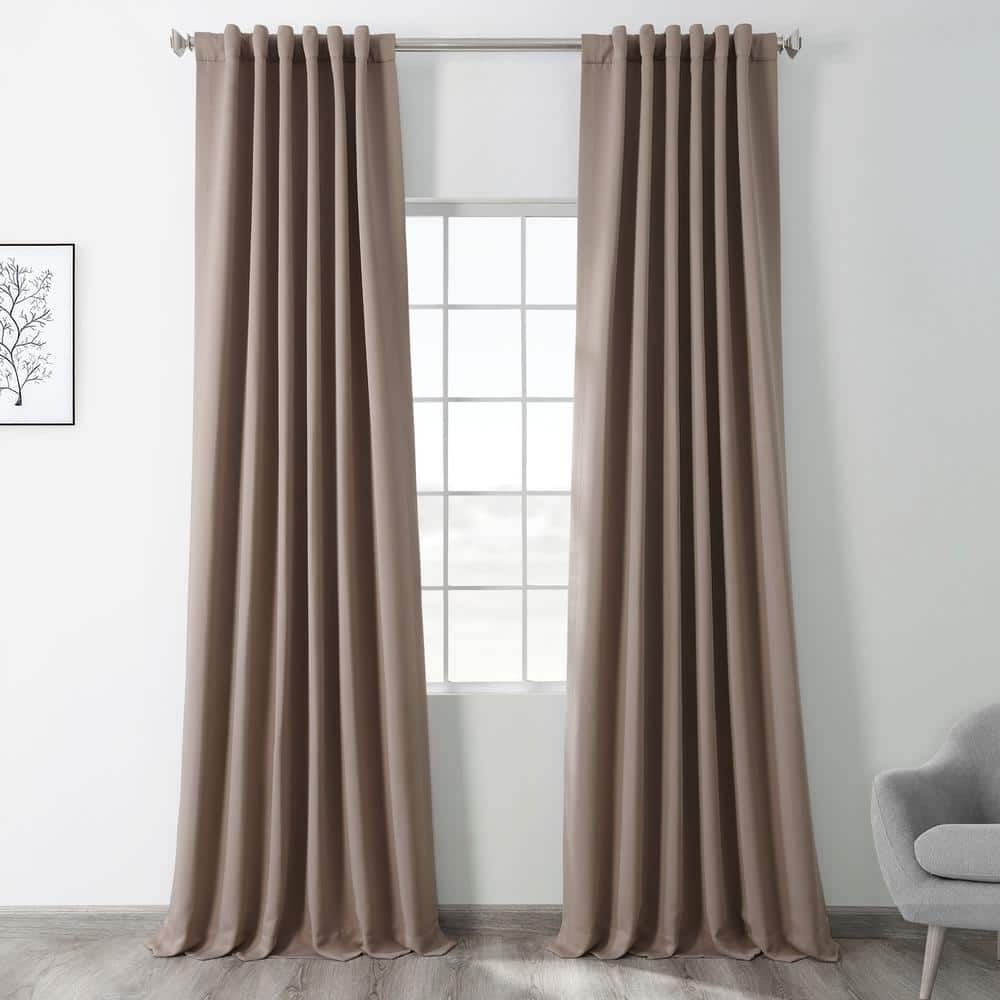 Exclusive Fabrics Furnishings Formal Taupe Rod Pocket Blackout Curtain 50 In W X 84 In L Boch 2018111 84 The Home Depot