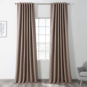 Formal Taupe Polyester Room Darkening Curtain - 50 in. W x 84 in. L Rod Pocket with Back Tab Single Curtain Panel