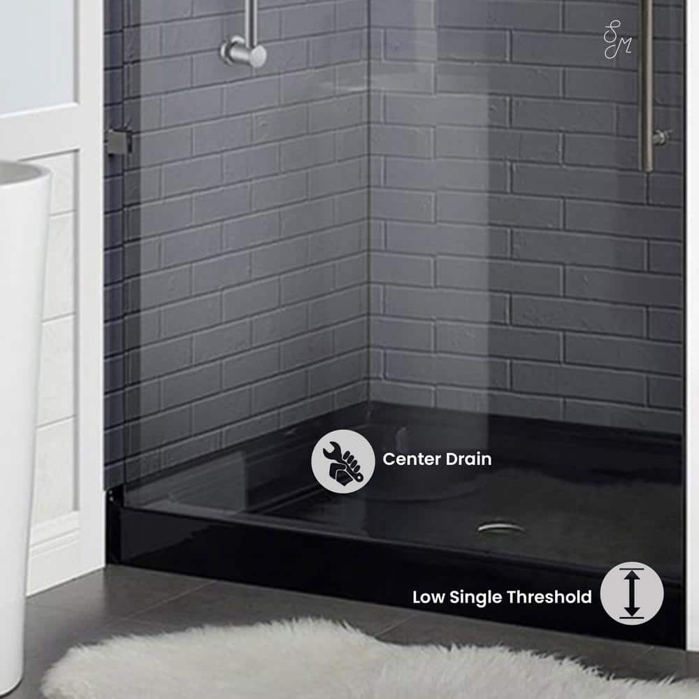 Voltaire 36" x 36" Glossy Black Acrylic Shower Base