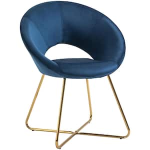 Blue Polyester Curved Open Back Upholstered Accent Chair