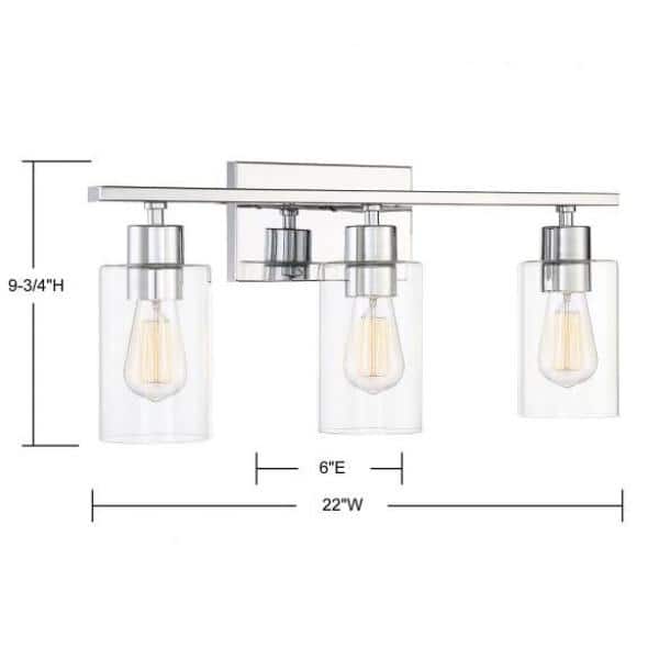 Lambert 3-Light Polished Chrome Bathroom Vanity Fixture