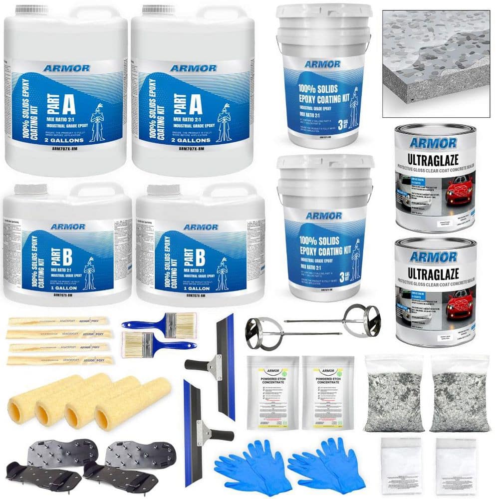 4.5 Gal. Gray Gloss 2 Part 900 sq. ft. Epoxy Kit Interior/Exterior Concrete