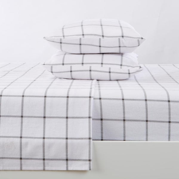 FRESHFOLDS 4-Piece White 100% Turkish Cotton Full Deep Pocket Flannel Sheet Set