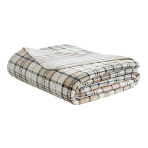 Southgale Plaid Sea Wheat/Fern Green 50 x 70 Flannel Throw Blanket