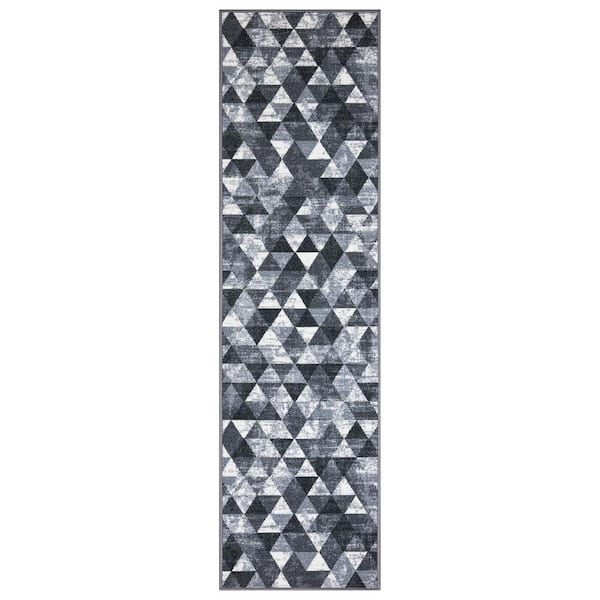 Ottomanson Ottohome Collection Non-Slip Rubberback Modern Abstract/Geometric 2x7 Indoor Runner Rug, 1 ft. 10 in. x 7 ft., Gray