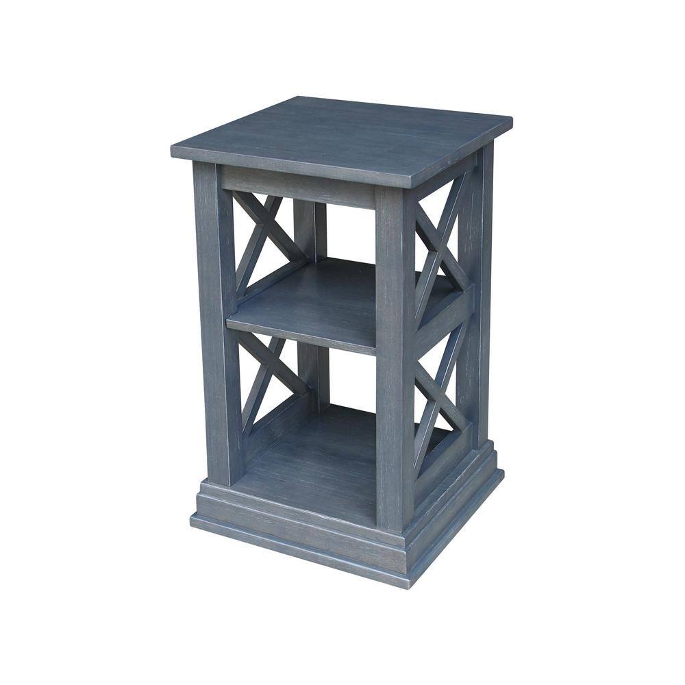 Heather Gray Solid Parawood Hampton Accent Table with Shelves