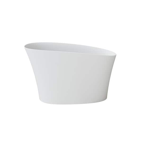 50.24 in. x 26.61 in. Solid Surface Freestanding Bathtub with Built-In Seat and Drain in White