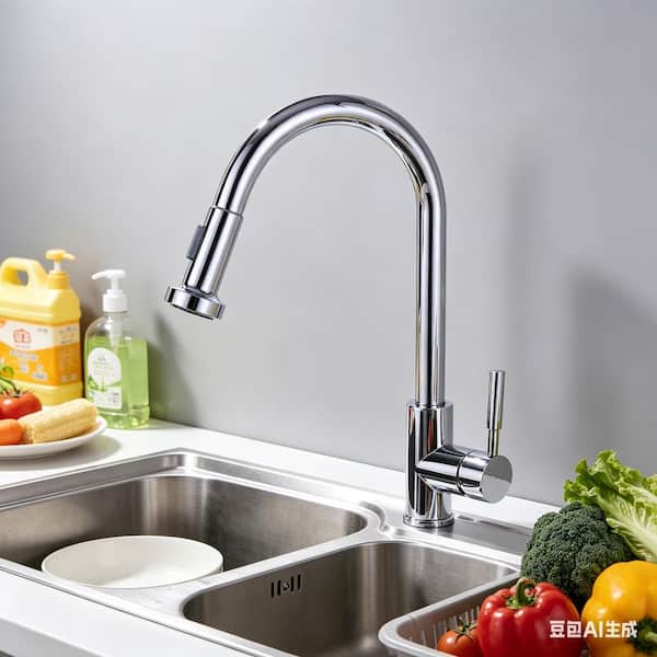 Single Handle Pull Down Sprayer Kitchen Faucet in Chrome
