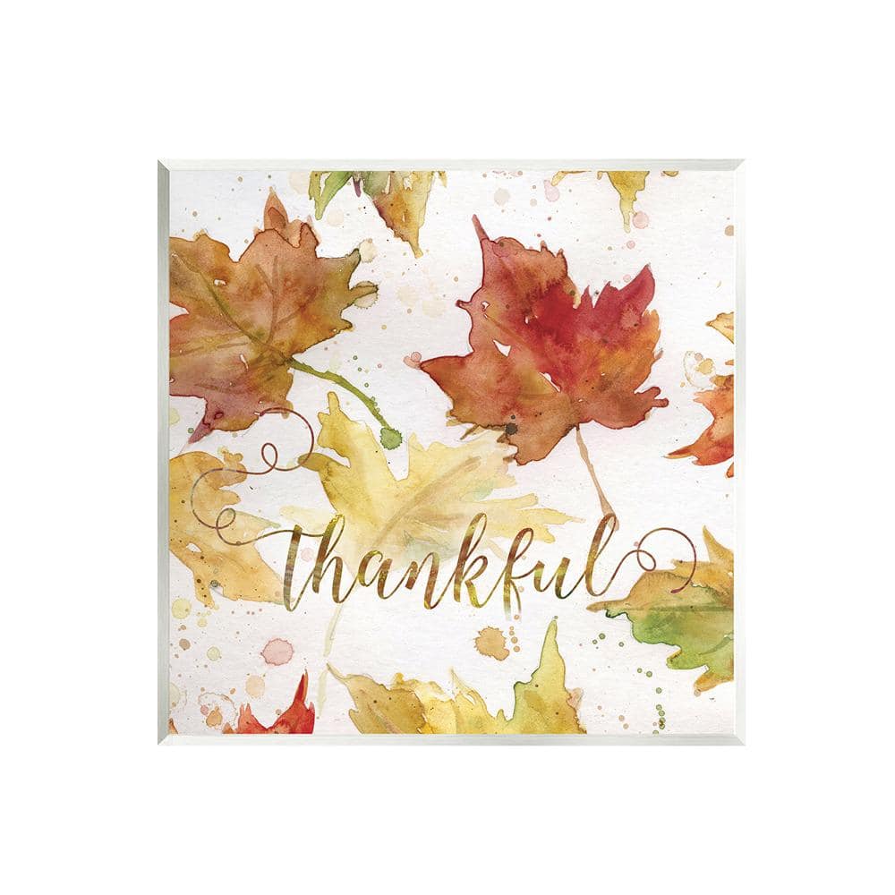 Thankful Fall Leaves 12" x 12" MDF Wood Wall Plaque