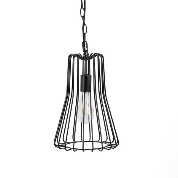 Silverwood Furniture Reimagined Bryton 6-Watt Black Metal Wire Bell 1-Light Integrated LED Pendant