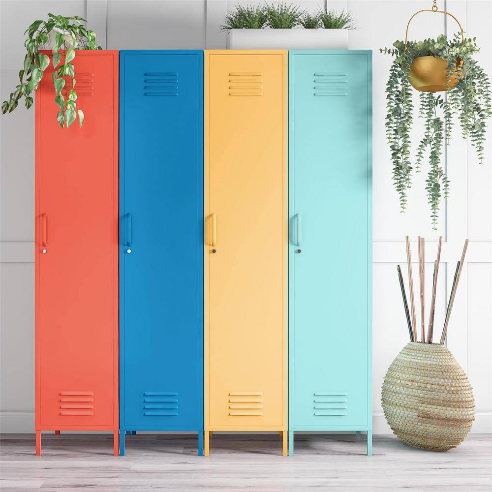 Cache Tall Orange Metal Locker Storage Cabinet with Adjustable Shelving