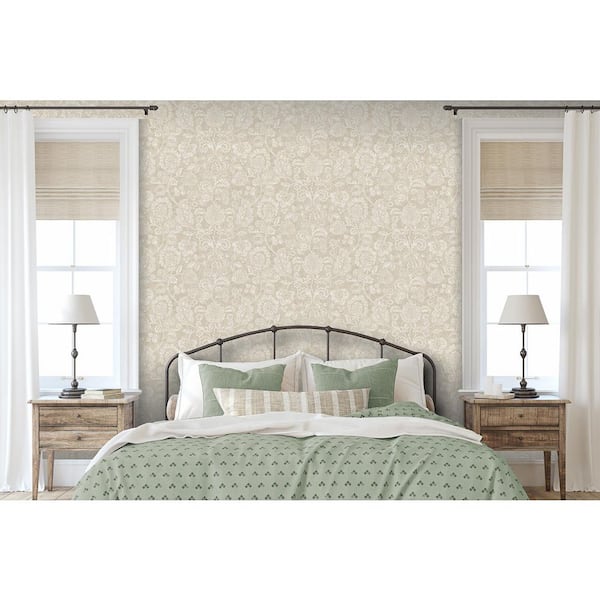 Verity Neutral White Jacobean Trail Wallpaper Sample