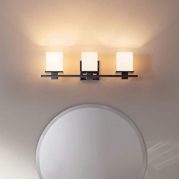 Tully 24 in. 3-Light Chrome Contemporary Bathroom Vanity Light with Satin Etched Cased Opal Glass