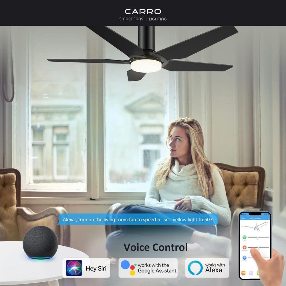 Voyager 52 in. Dimmable LED Indoor/Outdoor Black Smart Ceiling Fan with Light and Remote, Works with Alexa/Google Home price history on PriceWatchPro