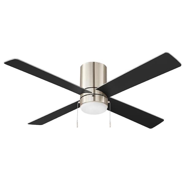 Hampton Bay Scenic 52 In Integrated Led Indoor Brushed Nickel Hugger Ceiling Fan With Reversible Motor Blades Included 92302 The