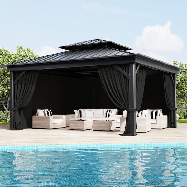 Kimunuk 12 ft. x 14 ft. Universal Outdoor Privacy Curtains, Gazebo