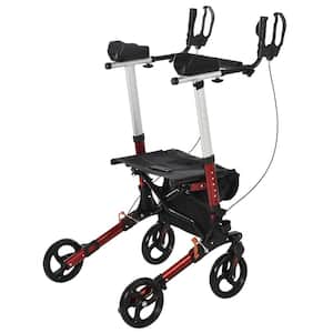 Folding Rollator Walker With Seat and Bag in Black, Wheeled Rolling Medical Height Adjustable