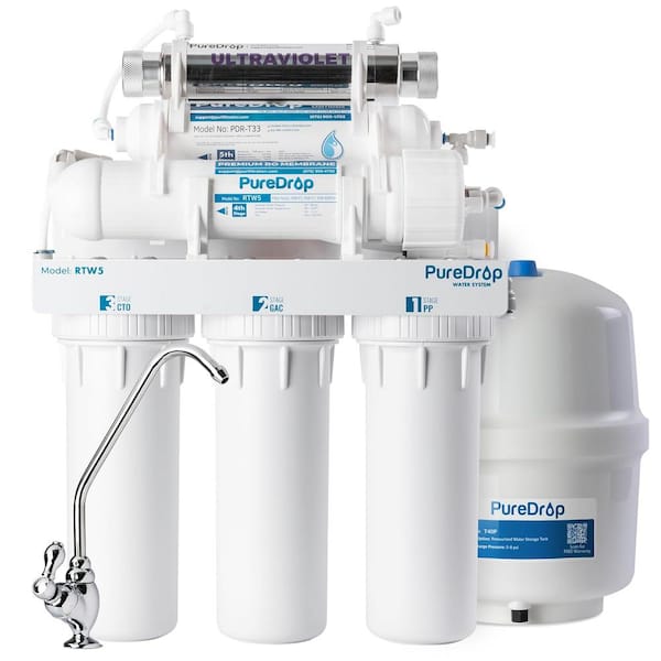 6-Stage Under Sink Reverse Osmosis Water Filtration System with UV Filter, Plus Extra 3-Pre-filters, TDS Reduction