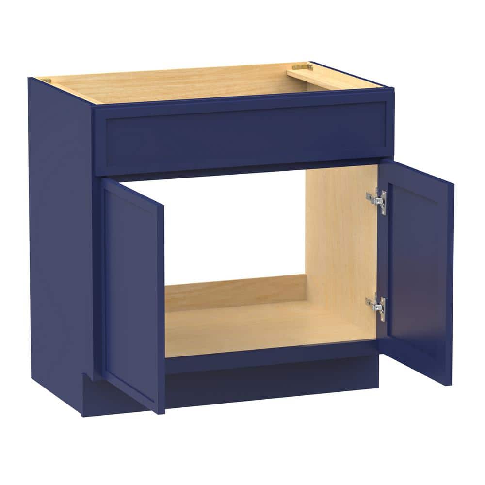 Blue Birch Plywood Freestanding Single Base Cabinet with Soft Close Doors