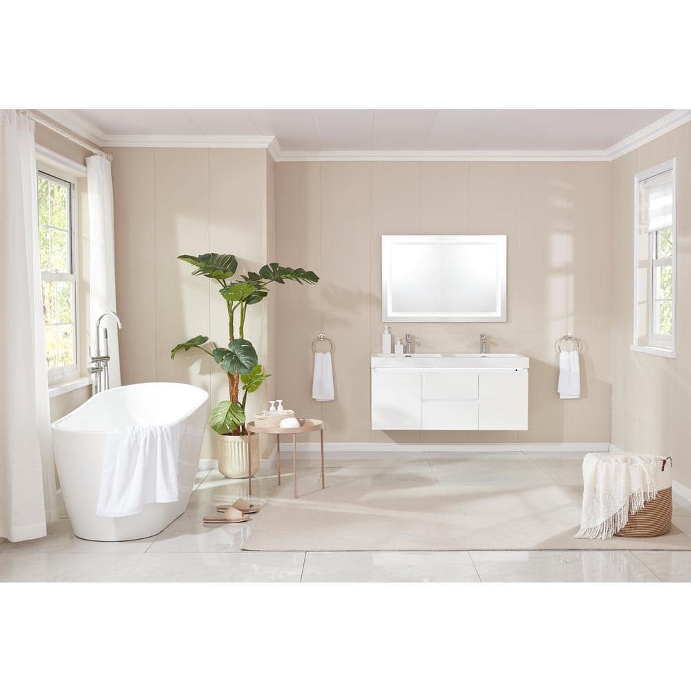 55" White Acrylic Freestanding Soaking Bathtub