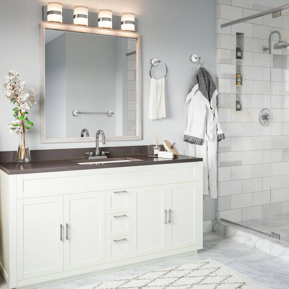 Savannah Polished Chrome and White 4-Piece Bathroom Hardware Set