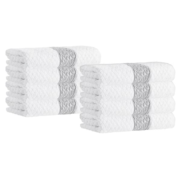 Unbranded Anton 8-Pieces White Turkish Cotton Hand Towels