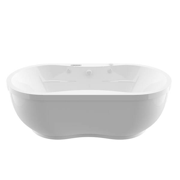 Anzzi Sofi 5.6 ft. Center Drain Whirlpool and Air Garden Tub with Jets in  White