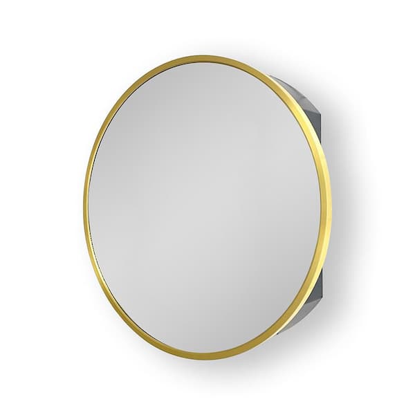 Black And Gold 26 in W x 26 in. H Modern Round Iron Framed Mirror Wall Mirror Wall Decor Mirror