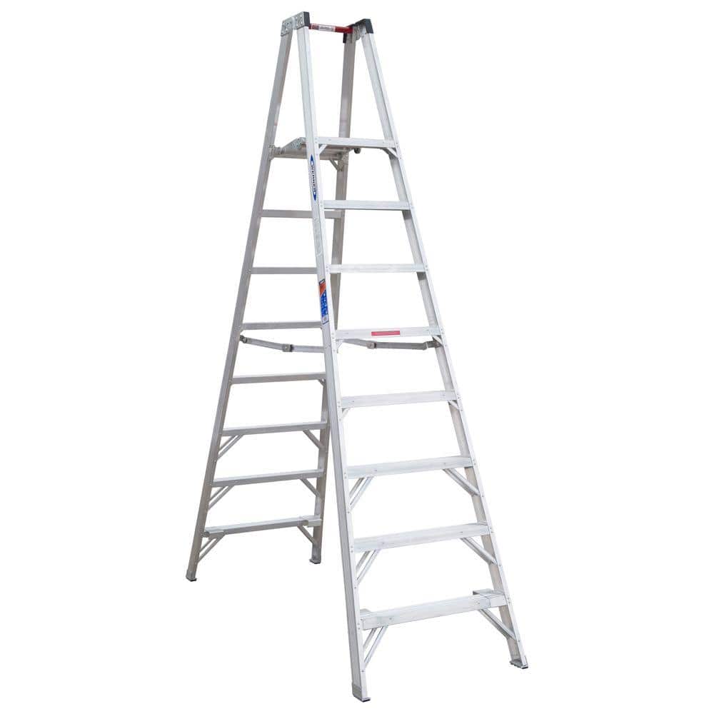 Werner 14 ft. Reach Aluminum Platform Twin Step Ladder with 300 lb. Load Capacity Type IA Duty Rating -  PT378