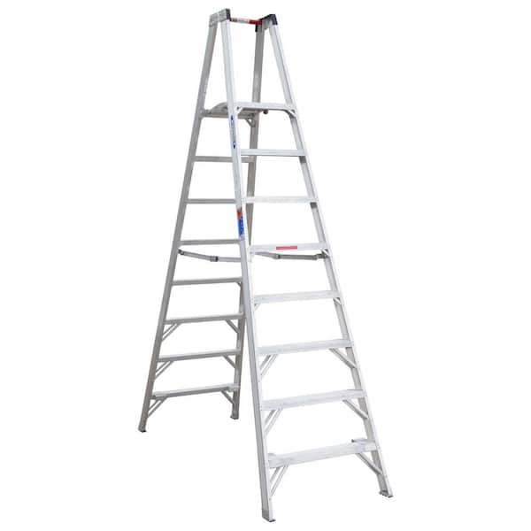 Werner 14 ft. Reach Aluminum Platform Twin Step Ladder with 300 lb. Load Capacity Type IA Duty Rating