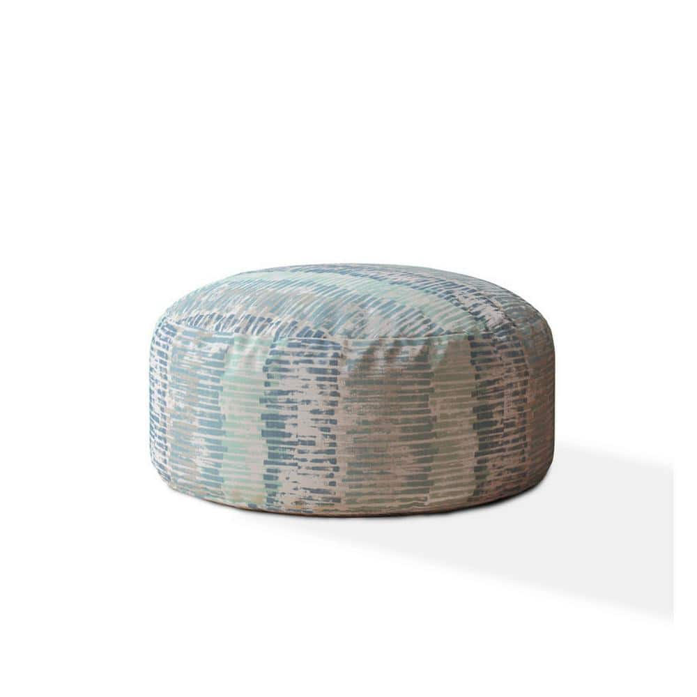 HomeRoots Charlie Blue And Grey Fabric Round Pouf Cover Only 2000518528 -  The Home Depot