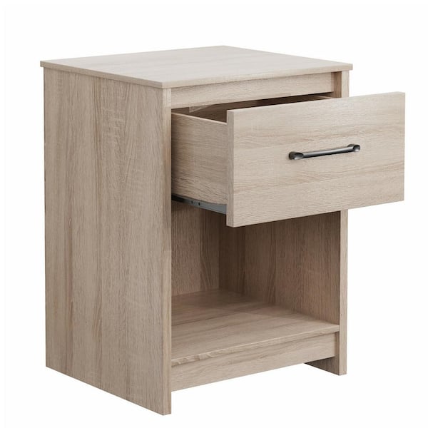 Gymax 18 in. W x 16 in. D x 24 in. H Nightstand with Drawer Storage Shelf Wooden End Side Table Bedroom Natural