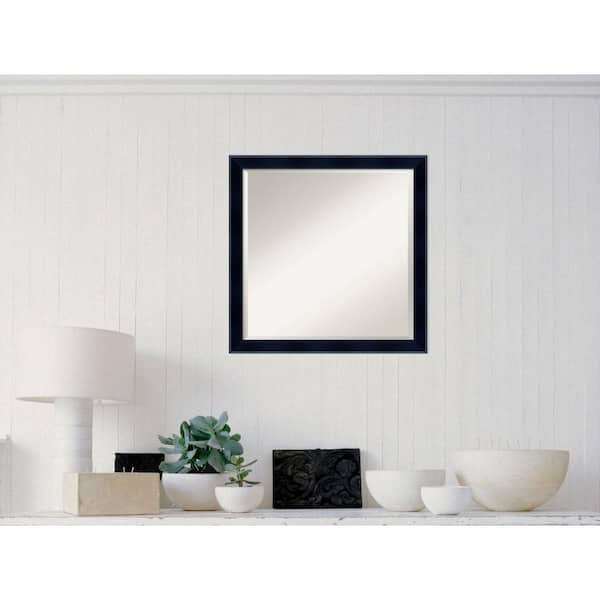 Amanti Art Medium Square Satin Black Contemporary Mirror (22.5 in. H x 22.5 in. W)