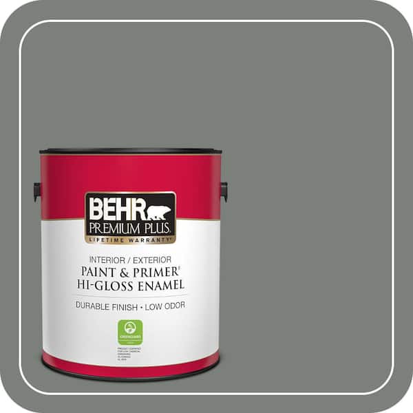 BEHR PREMIUM PLUS 1 gal. #MQ6-20 Coastal Storm Hi-Gloss Enamel Interior/Exterior Paint & Primer
