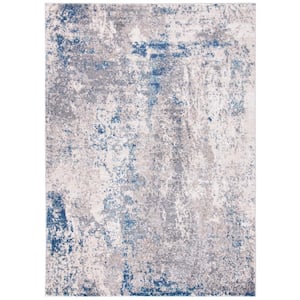 Aston Gray/Navy 3 ft. x 5 ft. Abstract Distressed Geometric Area Rug