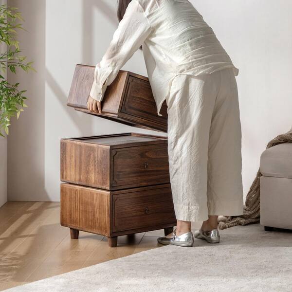 JAYDEN CREATION Geraint Walnut Transitional 2-Drawer