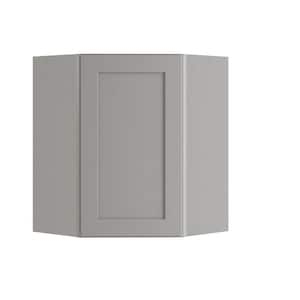 Newport 24 in. W x 12 in. D x 30 in. H Assembled Plywood Angle Corner Kitchen Cabinet in Gray Painted with Soft Close