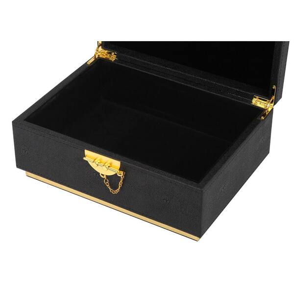 Afoxsos Elegant Black Faux Leather Decorative Box with Lid