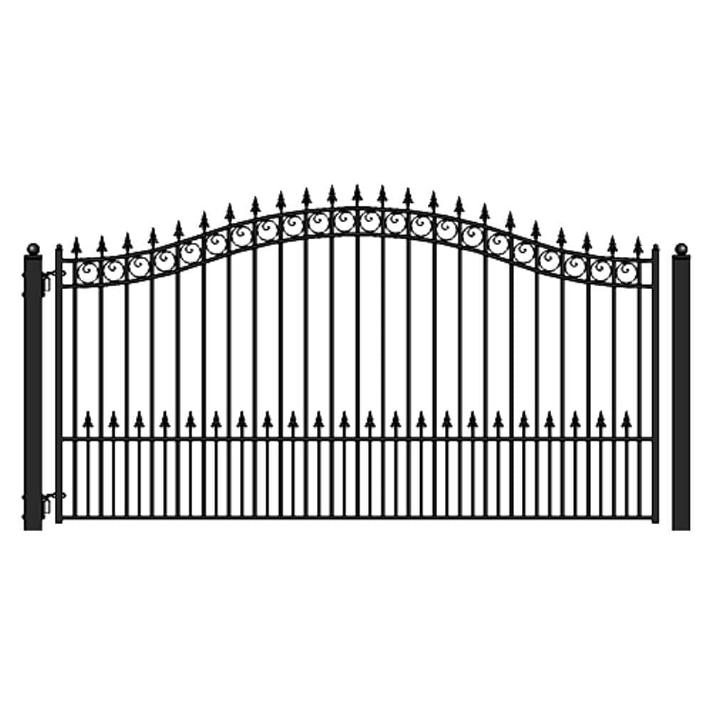 ALEKO Prague Style 18 ft. x 6 ft. Black Steel Single Swing Driveway Fence Gate