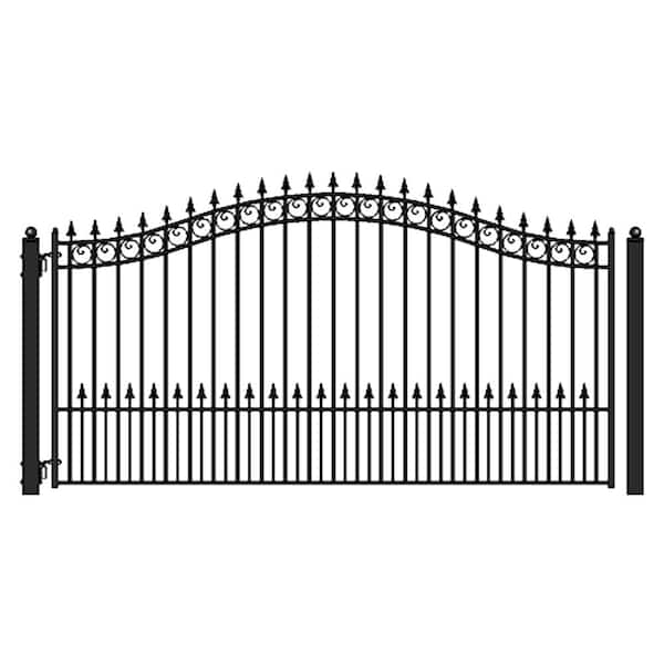 ALEKO Prague Style 18 ft. x 6 ft. Black Steel Single Swing Driveway Fence Gate