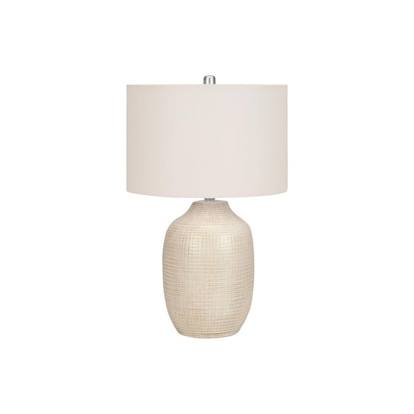 Jushua Contemporary 26 in. H Table Lamp with Cream Shade, Cream Ceramic