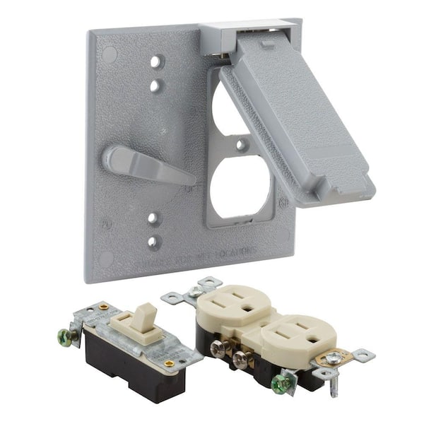 BELL 2-Gang Weatherproof Toggle Switch/Duplex Cover Kit